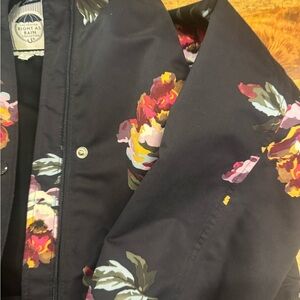 Joules Black Floral Trench Rain Coat